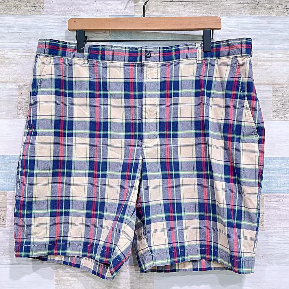 Jos A Bank Stays Cool Plaid Shorts Multicolor Flat Front Cotton Cotton Mens 40
